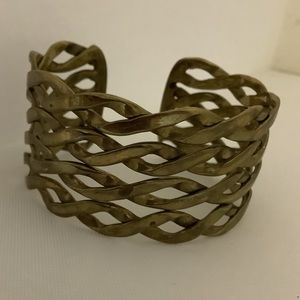 Brass woven cuff boho bracelet